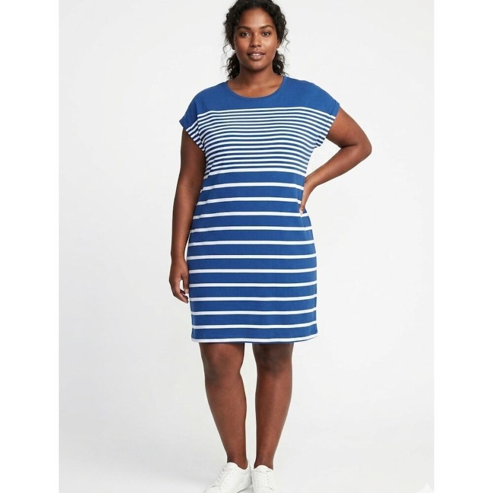 Liz Clairborne Striped T-Shirt Midi Dress Cotton Plus Size 4X